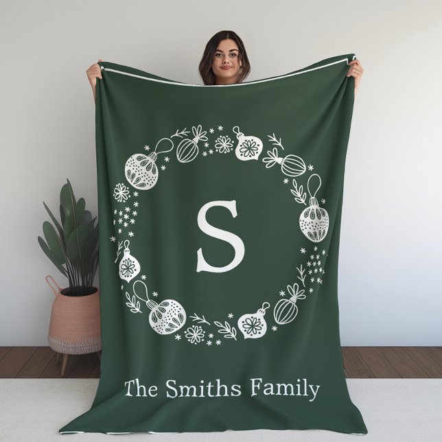 Personlig Monogram julfransens andetag Fleecefilt (Skapare uppladdad)