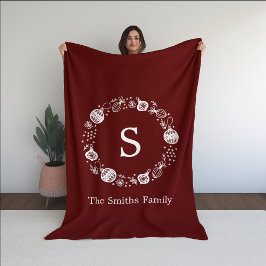 Personlig Monogram julfransens andetag Fleecefilt