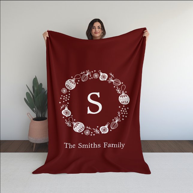 Personlig Monogram julfransens andetag Fleecefilt (Skapare uppladdad)