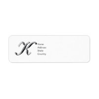 Personlig Monogram K Script Returadressetikett