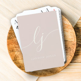 Personlig Monogram-kalligrafi Femininskrift Casinokort