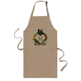 Personlig Monogram Khaki Chef Apron Långt Förkläde