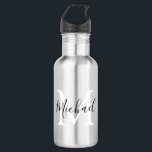 Personlig Monogram Kids Back to school<br><div class="desc">Skicka dina barn back to school i stil,  med snyggtens monogramvattenflaskor. Perfekt för resor till parken,  stranden,  sport och pickniker. Flaska har ditt ursprungliga barn och namn. Alla teckensnitt i stilar,  storleka och färg kan ändras genom att klicka på länken för anpassning efter anpassning.</div>