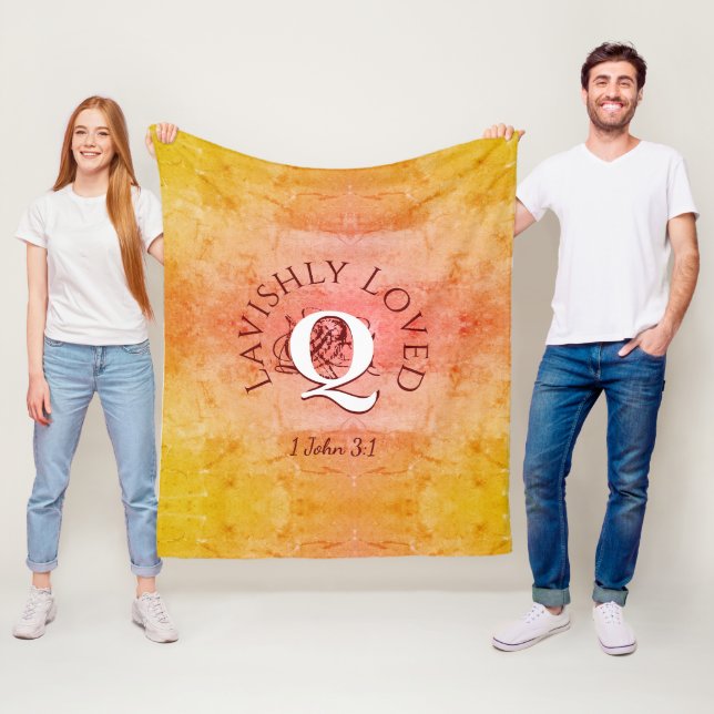 Personlig Monogram LAVISHLY LOVED Christian Fleecefilt (På plats)