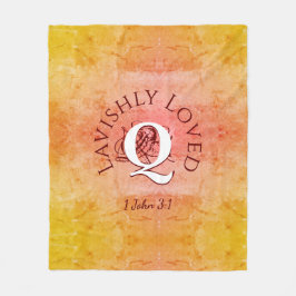 Personlig Monogram LAVISHLY LOVED Christian Fleecefilt