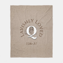 Personlig Monogram LAVISHLY LOVED Christian Fleecefilt