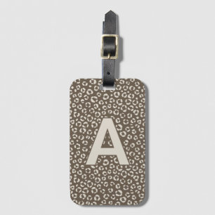 Personlig Monogram Leopard-djur Bagagebricka
