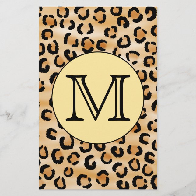 Personlig Monogram Leopard Skriv ut Mönster. (Framsida)