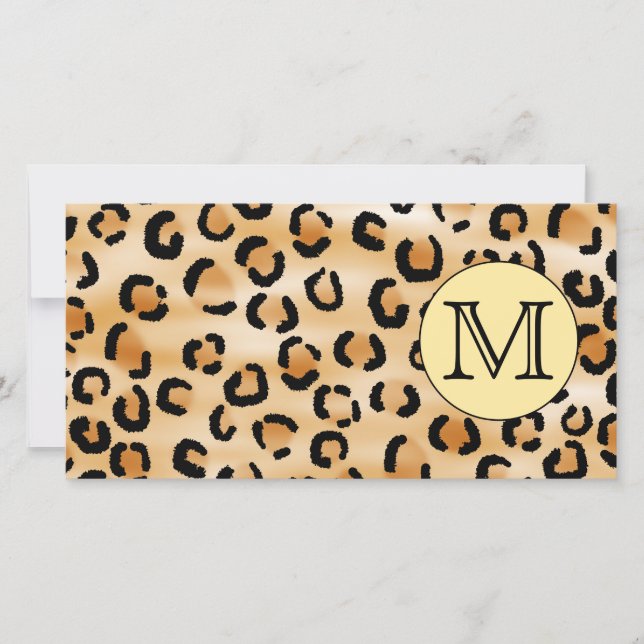 Personlig Monogram Leopard Skriv ut Mönster. (Framsida)