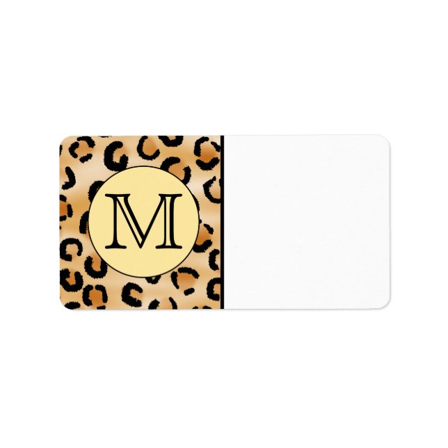 Personlig Monogram Leopard Skriv ut Mönster. Adressetikett (Framsidan)
