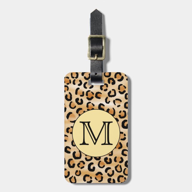 Personlig Monogram Leopard Skriv ut Mönster. Bagagebricka (Vertikal Framsida)