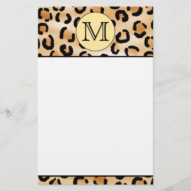 Personlig Monogram Leopard Skriv ut Mönster. Brevpapper (Framsida)