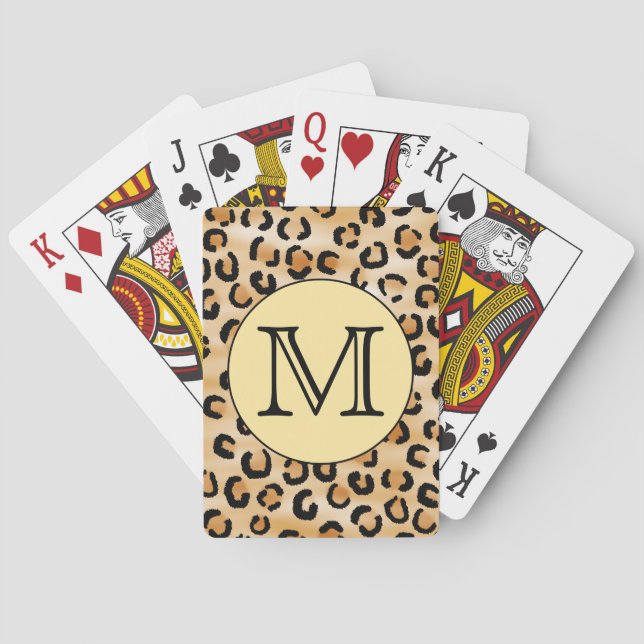 Personlig Monogram Leopard Skriv ut Mönster. Casinokort (Baksidan)