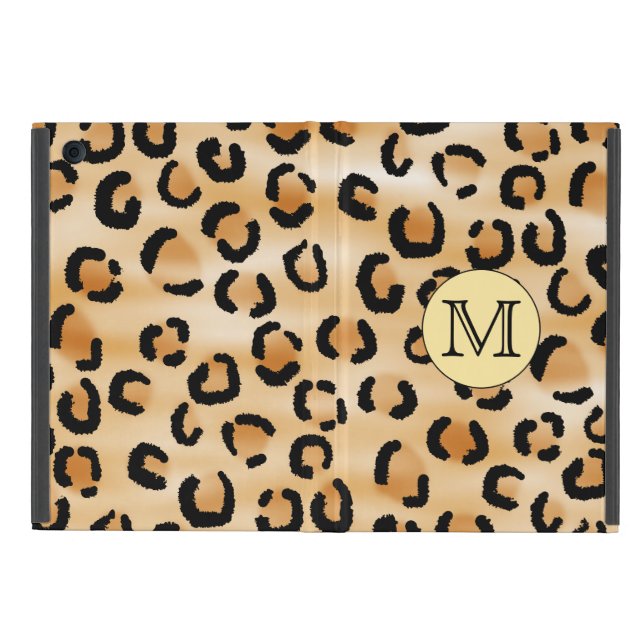 Personlig Monogram Leopard Skriv ut Mönster. iPad Mini Fodral (Utsidan)