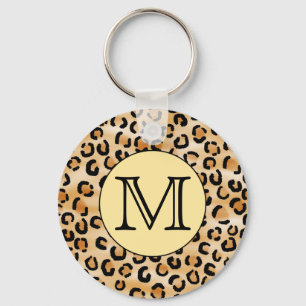 Personlig Monogram Leopard Skriv ut Mönster. Nyckelring