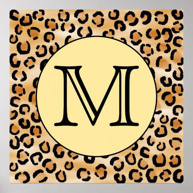 Personlig Monogram Leopard Skriv ut Mönster. Poster (Framsidan)