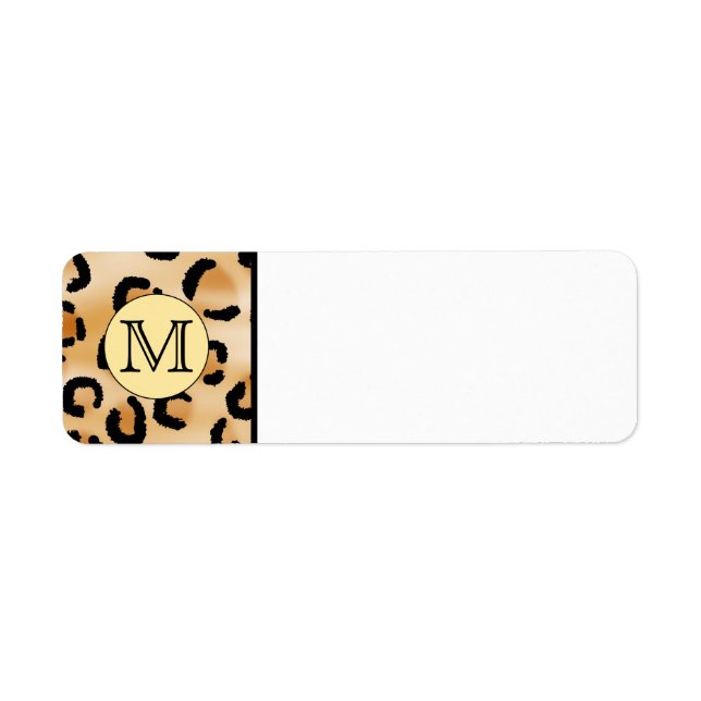 Personlig Monogram Leopard Skriv ut Mönster. Returadress Etikett (Framsidan)