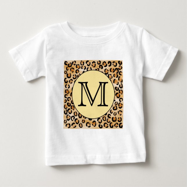 Personlig Monogram Leopard Skriv ut Mönster. T-shirt (Framsida)