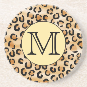 Personlig Monogram Leopard Skriv ut Mönster. Underlägg