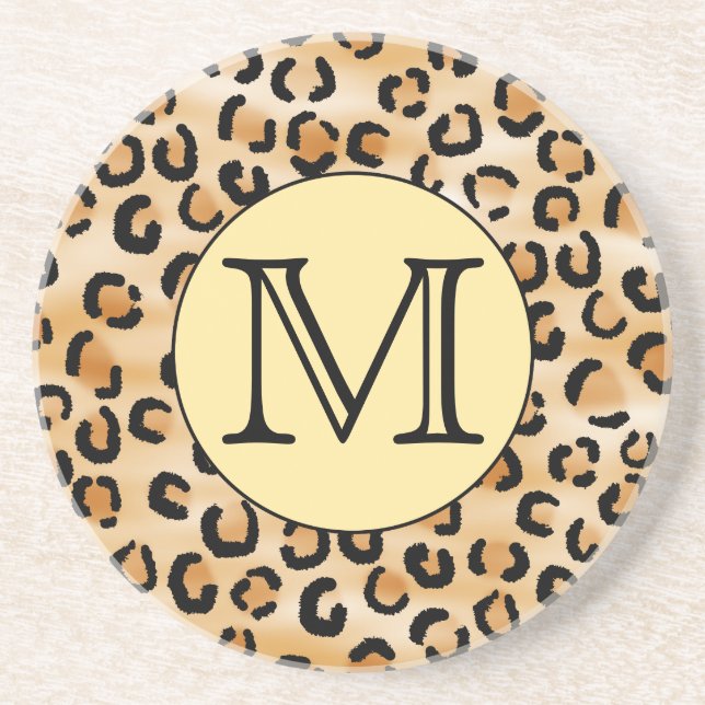 Personlig Monogram Leopard Skriv ut Mönster. Underlägg (Framsidan)