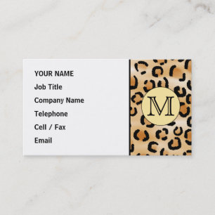 Personlig Monogram Leopard Skriv ut Mönster. Visitkort