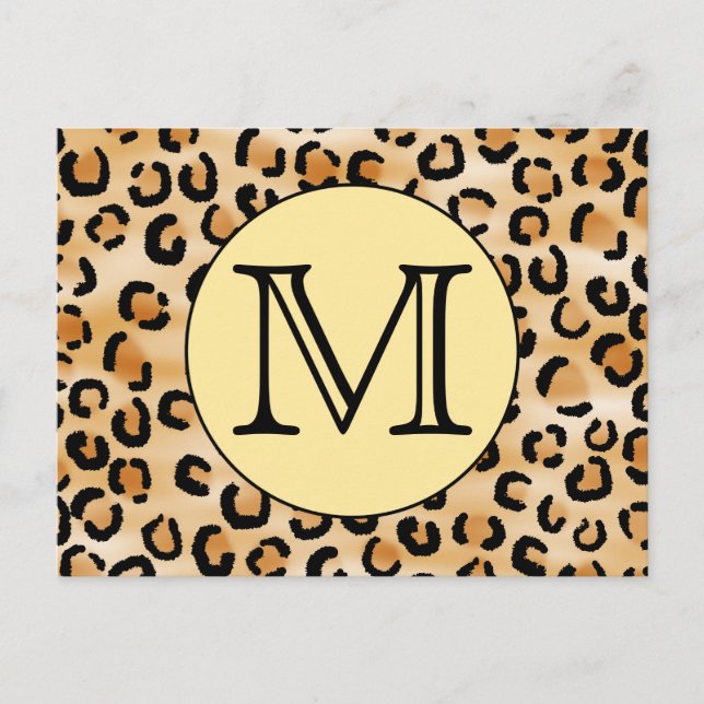 Personlig Monogram Leopard Skriv ut Mönster. Vykort (Framsida)