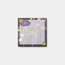 Personlig Monogram Lila Cactus Gula blommor