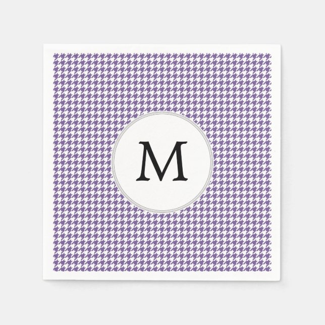 Personlig Monogram Lila Houndstooth Mönster Pappersservett (Framsidan)