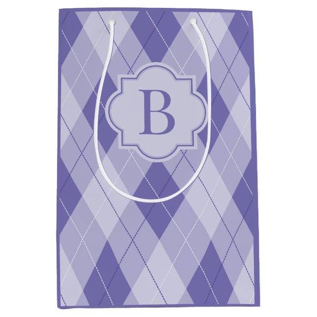 Personlig Monogram Lila Lilac Argyle (Framsidan)