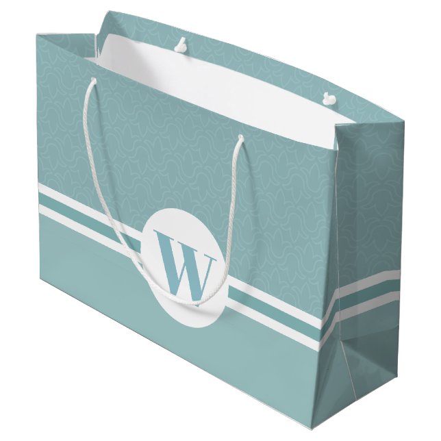 Personlig monogram ljusblå blommigt diskret (Baksidan Vinklad)