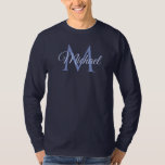 Personlig Monogram Manar Basic-Långärmad T Shirt<br><div class="desc">Anpassningsbar Monogram Inledande Brev Namn Manar Malle Elegant Trendig Navy Blue Basic Långärmad T-Shirt.</div>
