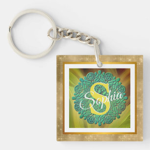 Personlig Monogram Mandala Guld och Blå