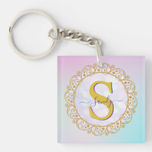 Personlig Monogram Mandala Guld och Blå