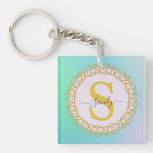Personlig Monogram Mandala Guld och Blå