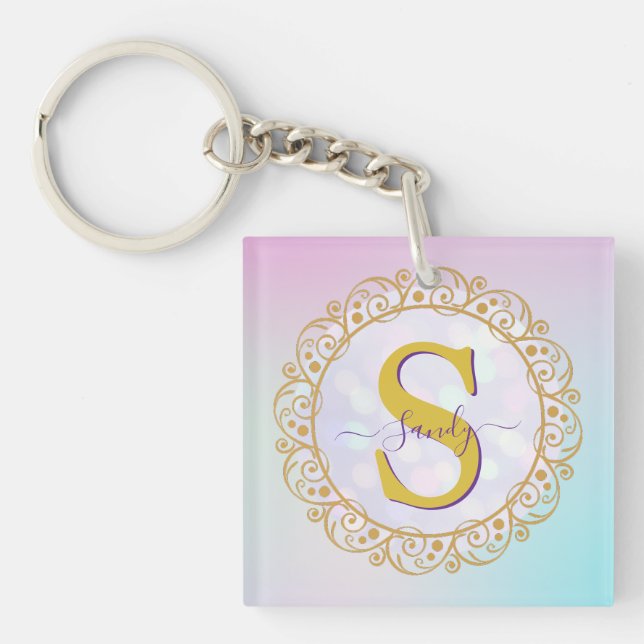 Personlig Monogram Mandala Guld och Blå (Framsidan)