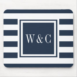 Personlig Monogram marin blå Rand Musmatta