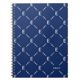 Personlig monogram, marin geometrisk mönster anteckningsbok
