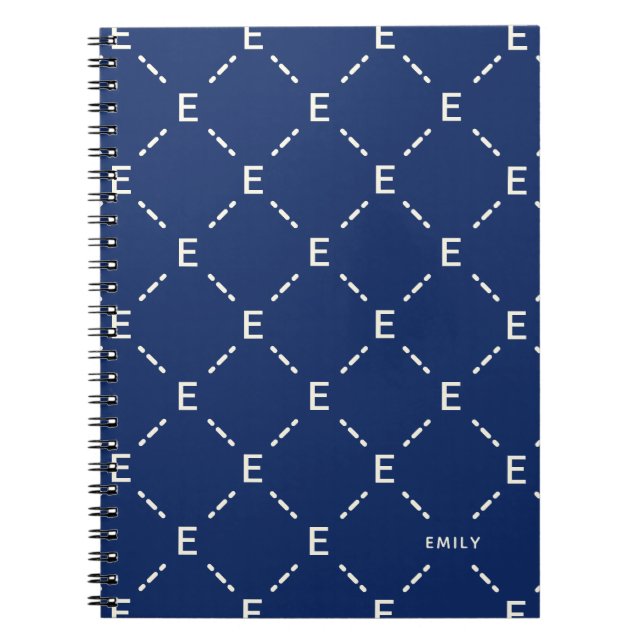 Personlig monogram, marin geometrisk mönster anteckningsbok (Framsidan)