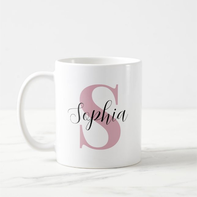 Personlig monogram med anpassad initial och namn  kaffemugg (Vänster)