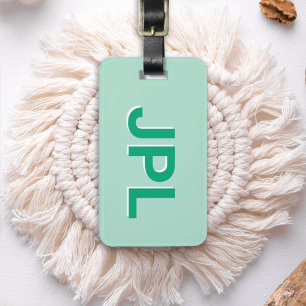 Personlig monogram med förbokstav - Preppy Bagagebricka