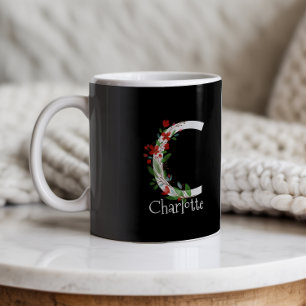 Personlig Monogram med Jord-flöde med rött vattenf Kaffemugg