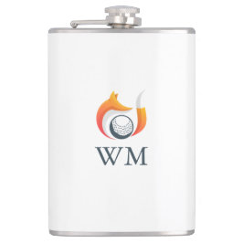Personlig Monogram Modern Fox och Golf Boll Fickplunta