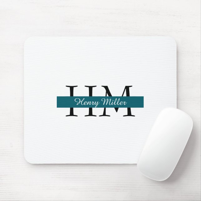 Personlig Monogram Mousepad | Anpassningsbar Initi Musmatta (Med mus)