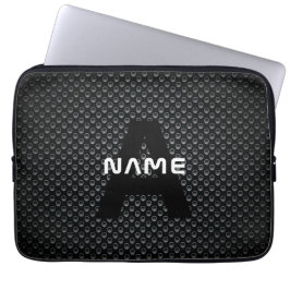 Personlig Monogram Namn Black and White Struktur Laptop Fodral