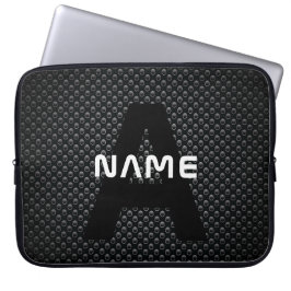 Personlig Monogram Namn Black and White Struktur Laptop Fodral