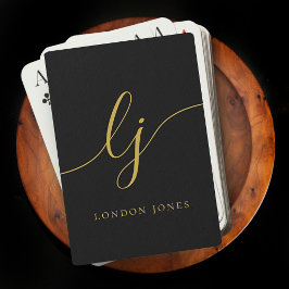 Personlig Monogram Namn Black Guld Casinokort