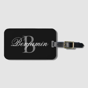 Personlig Monogram Namn Black och Grått Bagagebricka