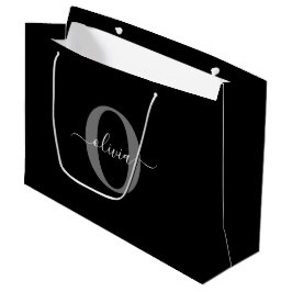 Personlig Monogram Namn Black White Grått