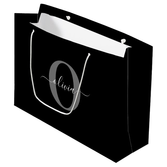 Personlig Monogram Namn Black White Grått (Framsidan Vinklad)
