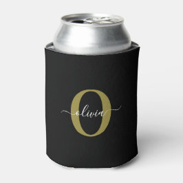 Personlig Monogram Namn Black White Guld
